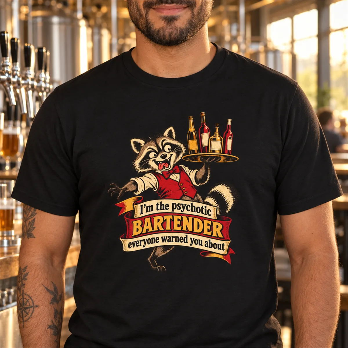 Psychotic Bartender Raccoon Shirt