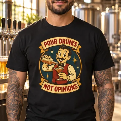 “Pour Drinks, Not Opinions” Bartender Shirt